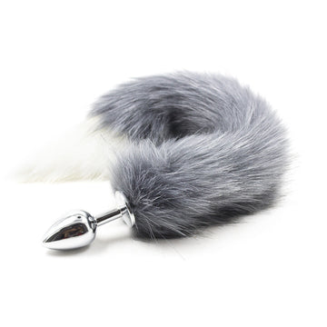 Grey Furry Animal Fox Tail Butt Plug