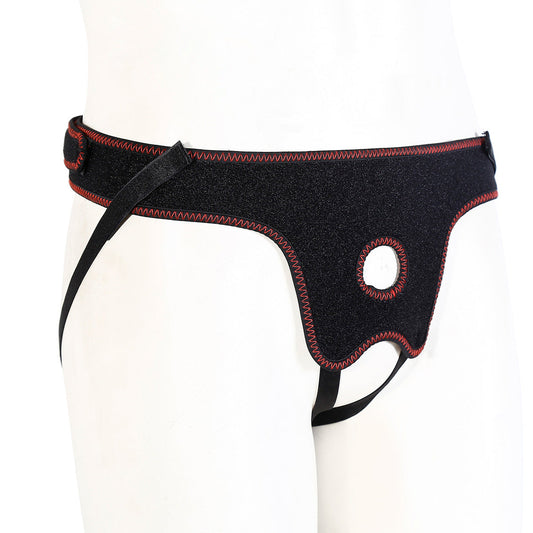 Black Red Adjustable Velcro Strap On Harness