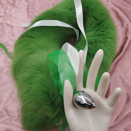 Green Luxury Stainless Steel Fox Tail Butt Plug