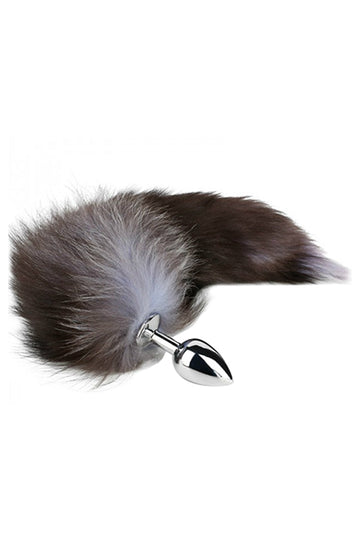 Faux fur Foxy Tail Metal Butt Plug with Flared Safety Base