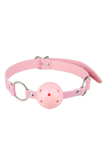 Leather Gag Pink Breathable BDSM Beginners