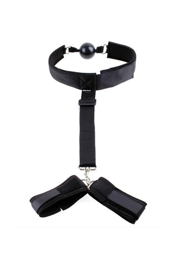 Ball Gag with Attached Velcro Handcuffs