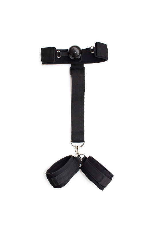 Ball Gag with Attached Velcro Handcuffs