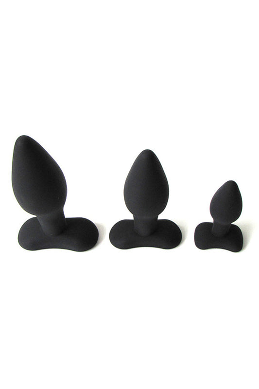 Black Silicone Anal Plug 3pc Set