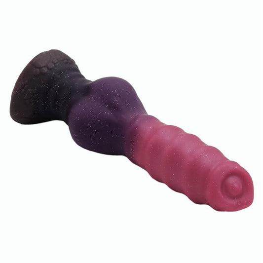 10 Inch Ribbed Glitter Dog Dildo