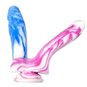 Pink and Blue Silicone Double Penetration Dildo