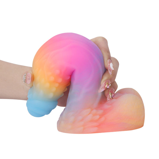 Big Monster Glow In The Dark Rainbow Dildo