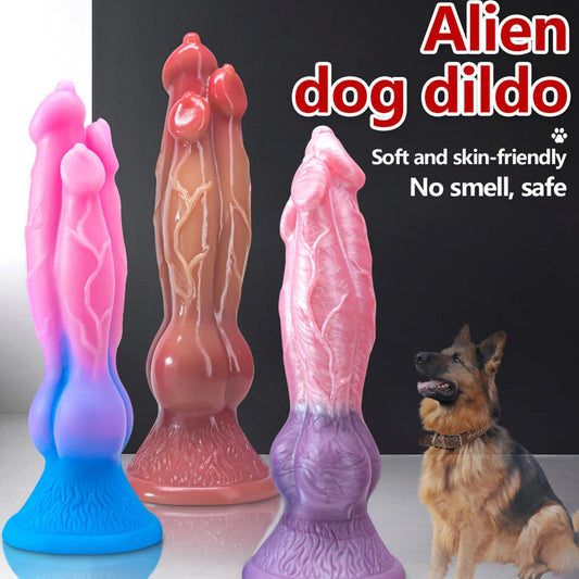 11 Inch Colorful Three Headed Dog Dildo