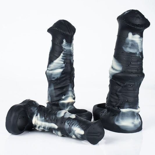 Soft Silicone 7 Inch Zebra Horse Cock Sleeve