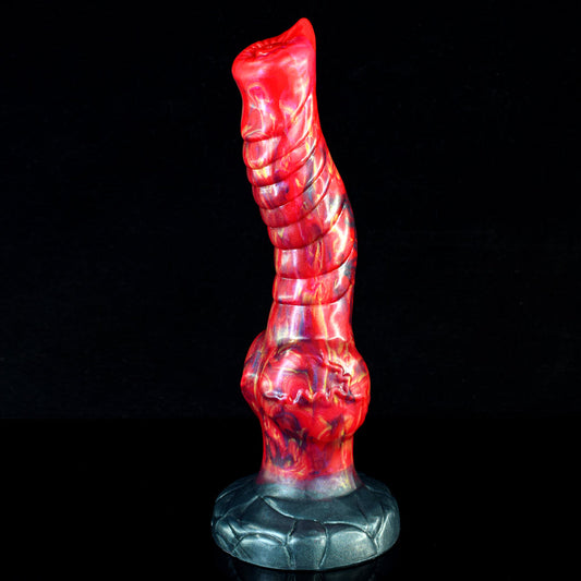9 Inch Textured Red Monster Horse Dildo