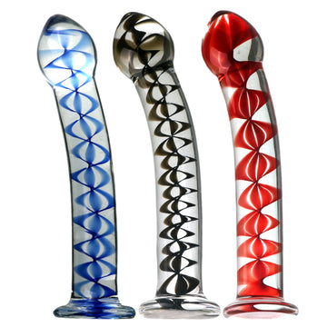 Smooth Cool With Internal Pattern Glass Dildo