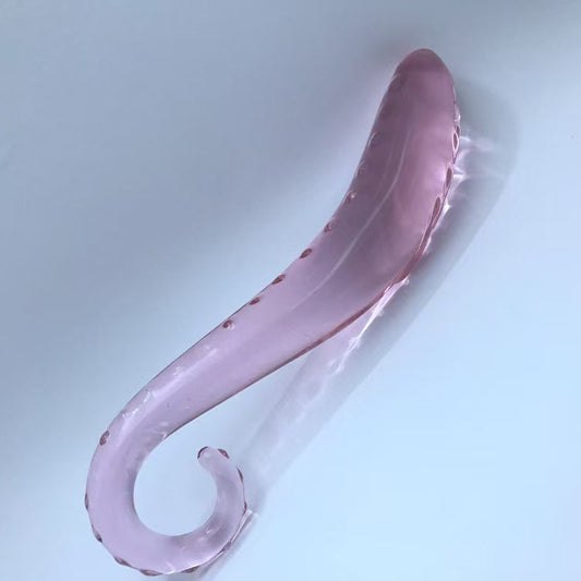 Glass Tentacle Dildo Pink Curvy Raised