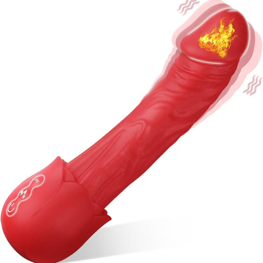 Rose Dildo Silicone Waterproof Heated Vibrator