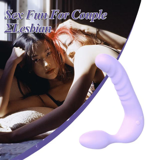 Purple Lesbian Double Shock Strapless Strap On