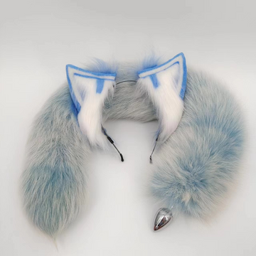 27 Inch Blue Gradient Metal Fox Tail Butt Plug