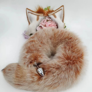 Real Fur Brown Fox Tail Butt Plug