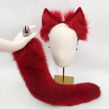Bright Red Sexy Metal Fox Tail Butt Plug