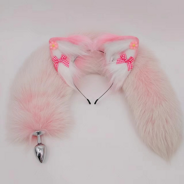 Pink Super Cute Furry Fox Tail Butt Plug