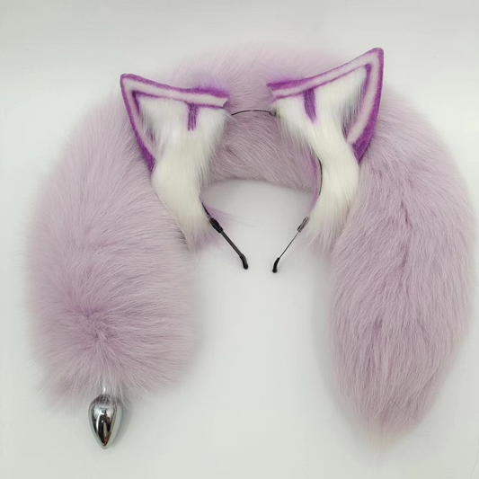 Lilac Cute Metal Fox Tail Butt Plug