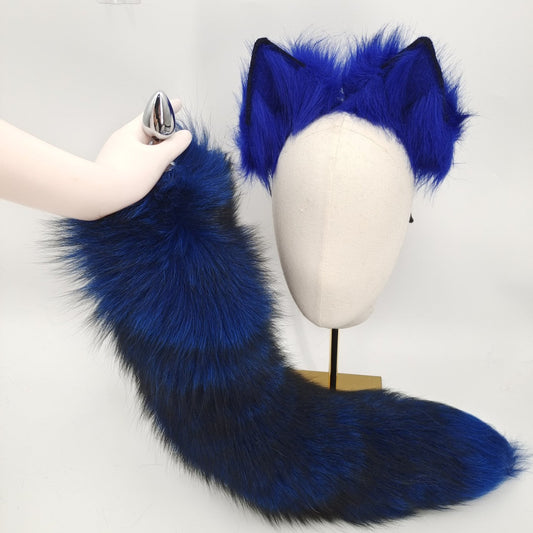 Blue Fantasy Temptation Fox Tail Butt Plug