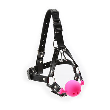 Nose Hooks BDSM Pink Ball Gag Head Harness