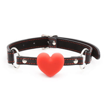 Heart Cute Ball Gag Fetish Red Leather