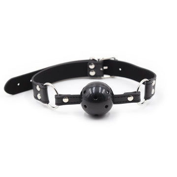 Adult Toys Ball Gag Black Breathable Leather