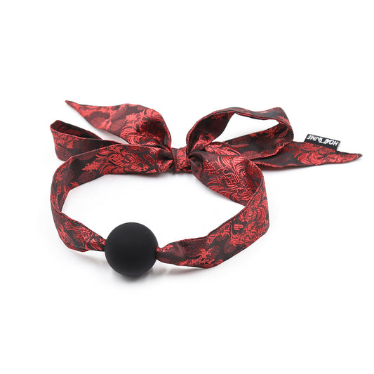 Bound Ball Gag Red Ribbon Silicone Sex Toy