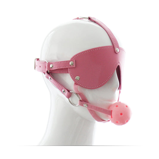 Blindfold Ball Gag Mask With Head Harness