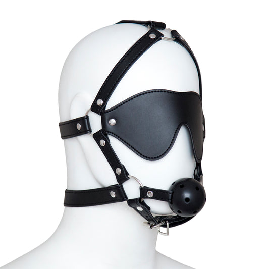 Black Blindfold Bondage Open Mouth BDSM Ball Gag