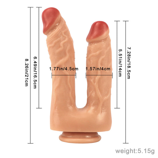 Realistic Soft Silicone Double Penetration Dildo
