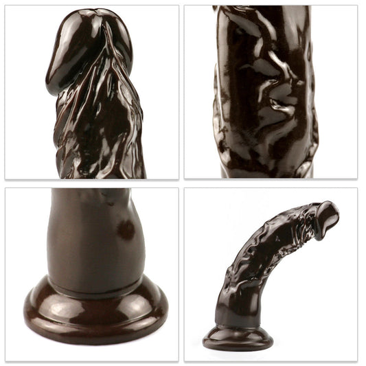8 Inch Suction Cup PVC Brown Dildo