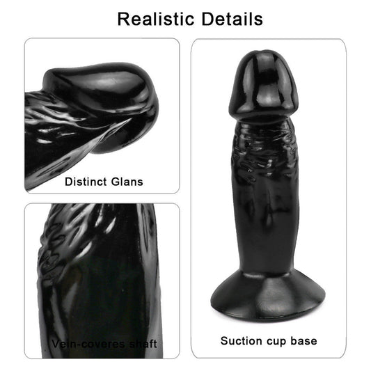 4 Inch Short Rough Black Dildo