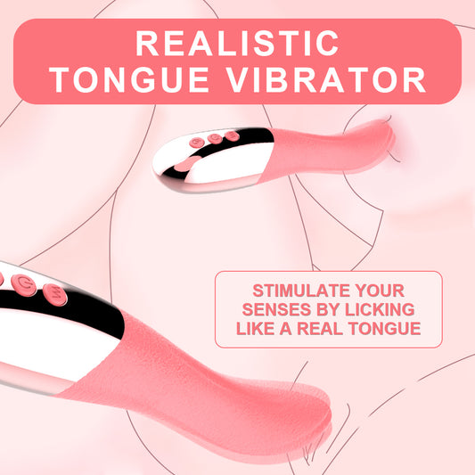 Pink Silicone Soft Realistic Tongue Vibrator