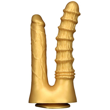 10 Inch Gold Silicone Double Penetration Dildo