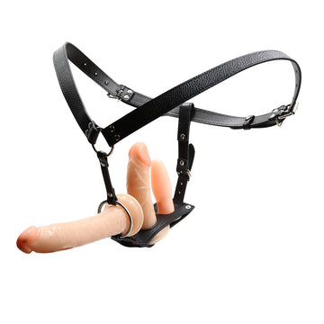 Dual Pleasure Strap On Butt Plug Harness Black