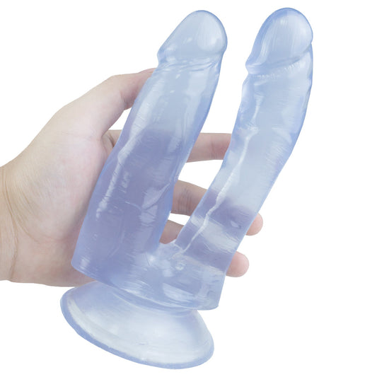 Double Penetration Blue Silicone Jelly Dildo