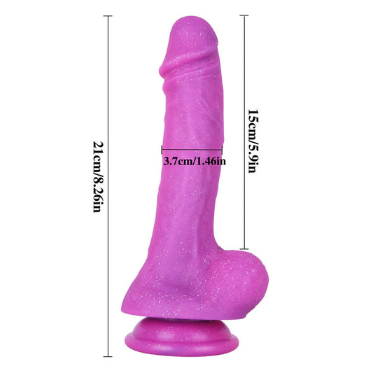 8 Inch Silicone Glitter Purple Dildo