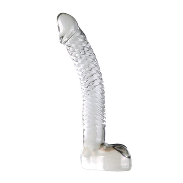 7 Inch Durable Curved Ribbed Glass Dildo