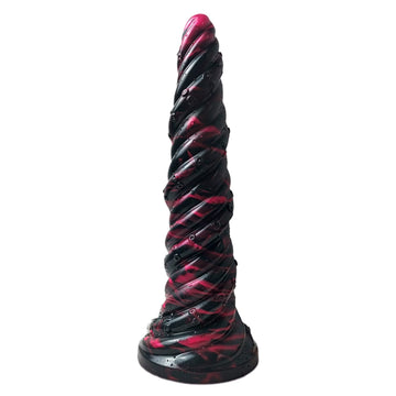 Black 10 Inch Ribbed Unicorn Dildo