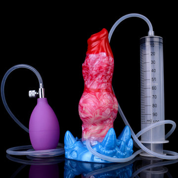 7 Inch Red Fantasy Dog Inflatable Squirting Dildo