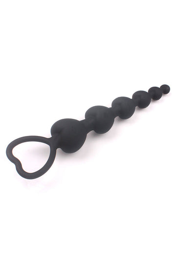 Silicone Long Heart Shape Beads Anal Plug Butt