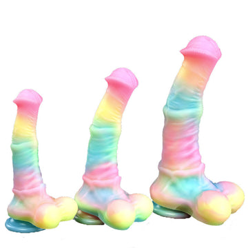 Horse Glow in the Dark Rainbow Color Dildo