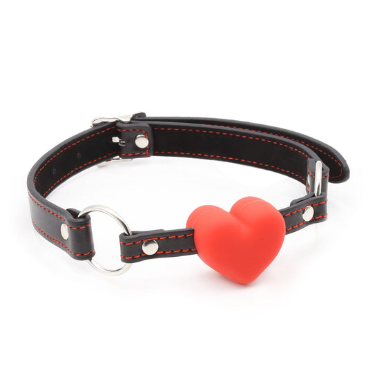 Heart Cute Ball Gag Fetish Red Leather
