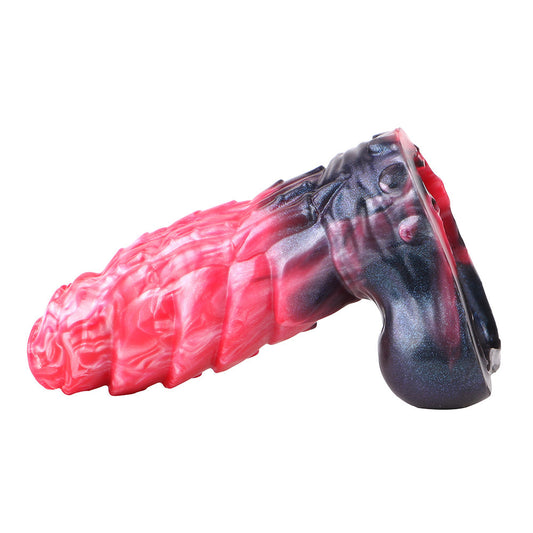 Silicone Texture Monster Red Vibrating Penis Sleeve