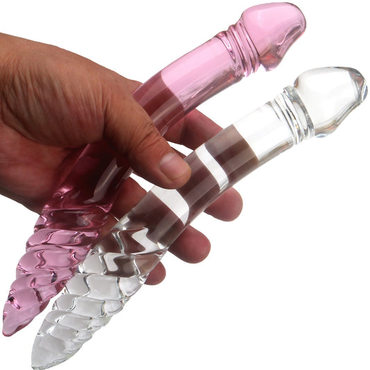 9 Inch Vortex Drill Head Glass Dildo