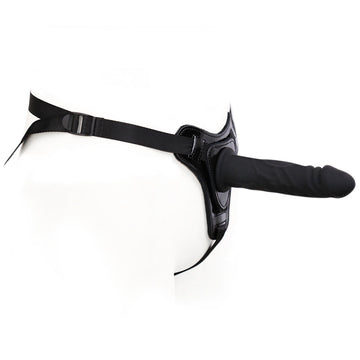 Black Shiny Leather 5.9 Inch Strap On Dildo