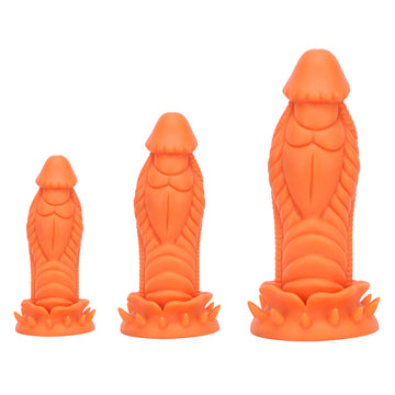 Orange 3 Inch Thick Spiked Dragon Dildo
