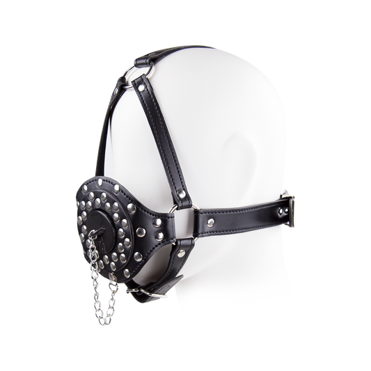 Black Leather Removable BDSM Ball Mask Gag