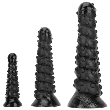 15 Inch Threaded Bossy Dot Big Black Dildo